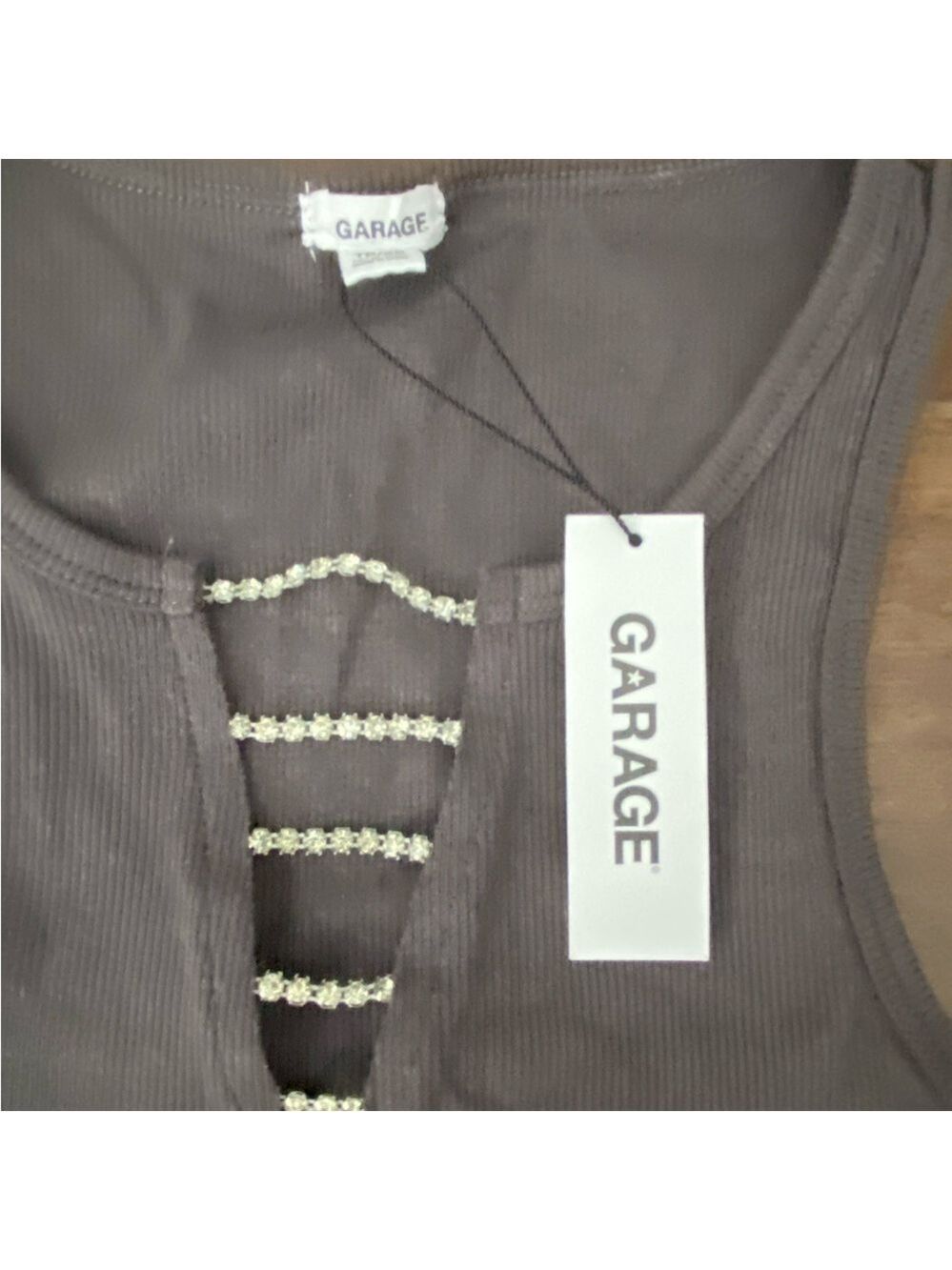 Garage Gray Ribbed Sleeveless Top Extra Small New With Tags - Picture 3 of 11